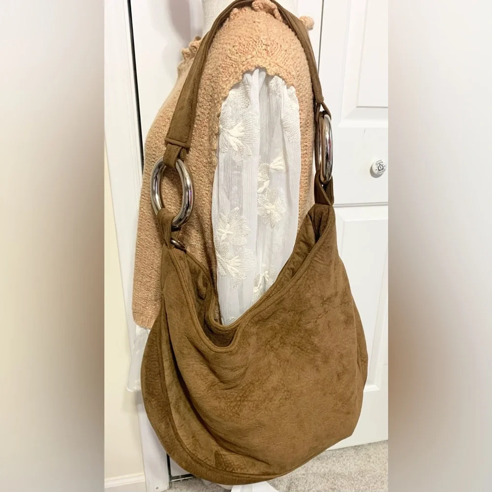 Bosom Buddy Bags Big Hobo Tote Slouchy Bag Vegan Suede 14”x18”